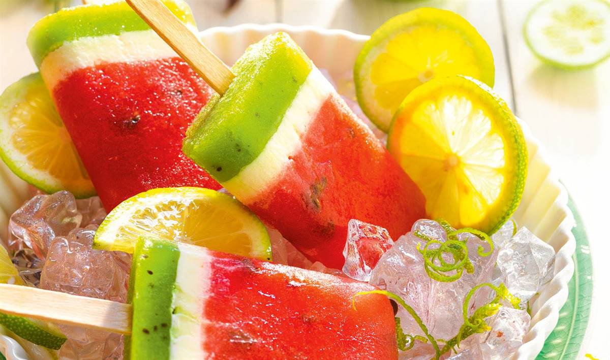 Polos de sandía y kiwi