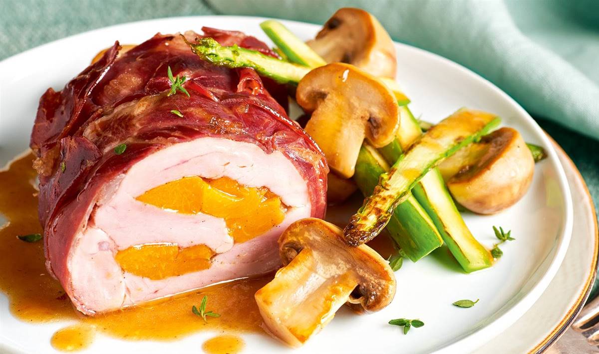 Solomillo de cerdo relleno de melocotón