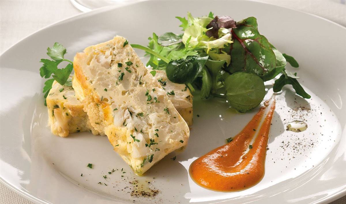 Pastel de coliflor y bacalao