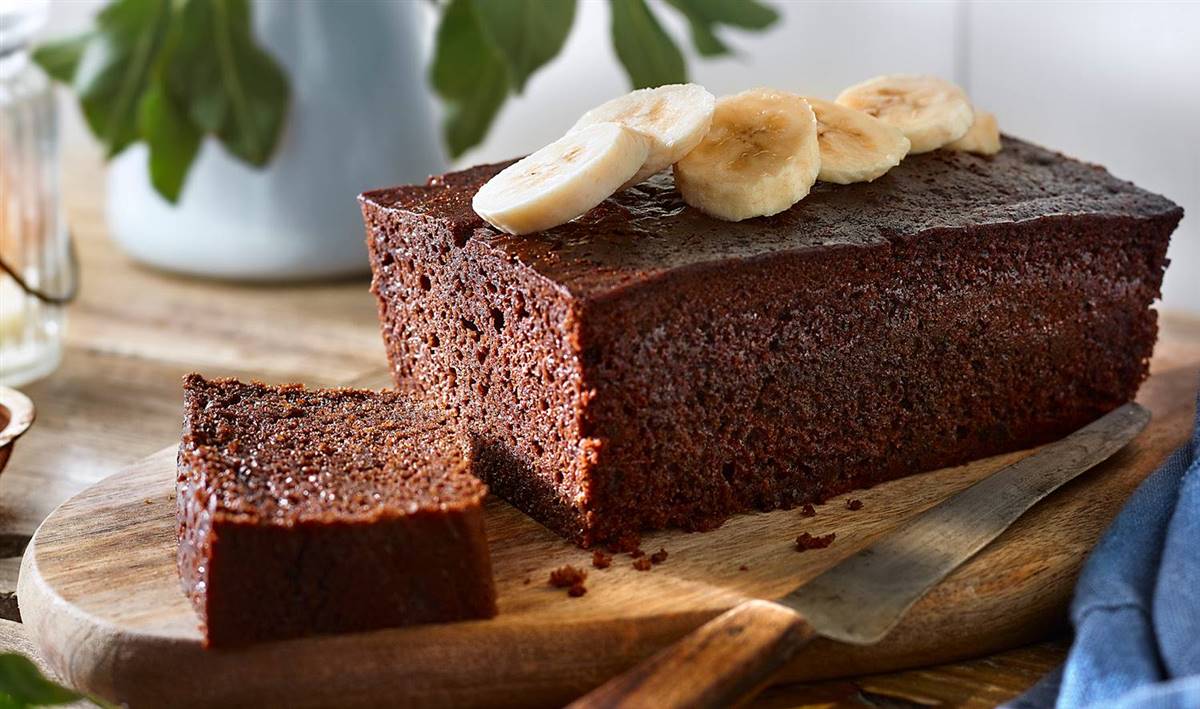 BIZCOCHO CON CACAO, SÉSAMO Y PLÁTANO
