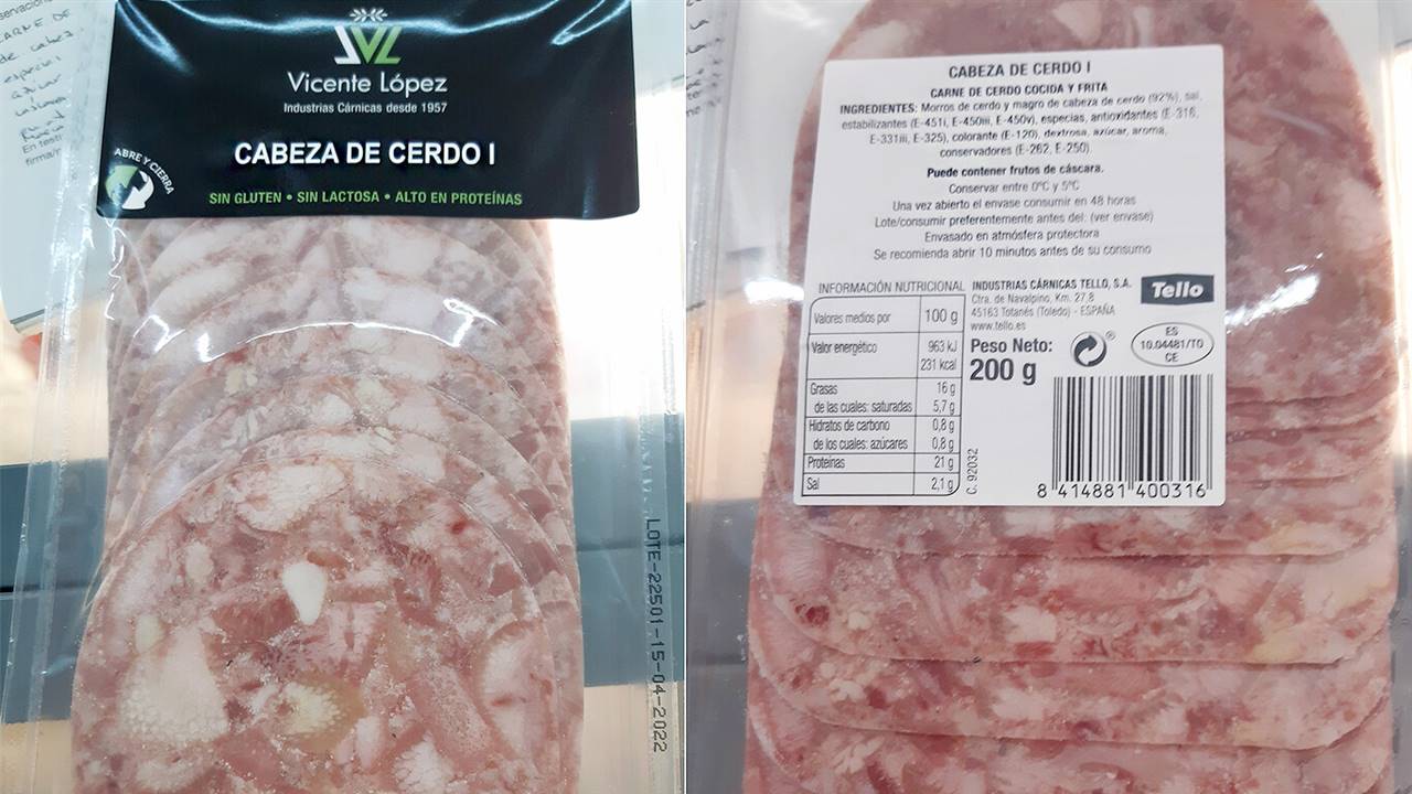 Alertan por la presencia de listeria en un embutido de cabeza de cerdo
