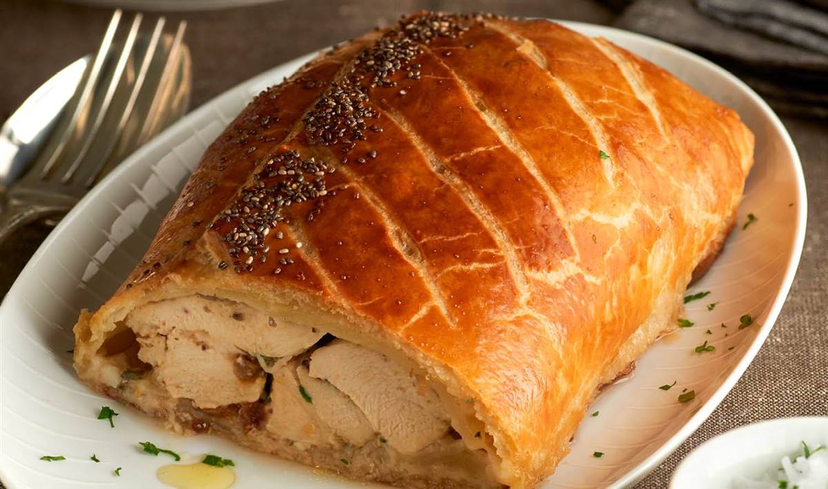 Chicken Wellington with mushrooms and pate
