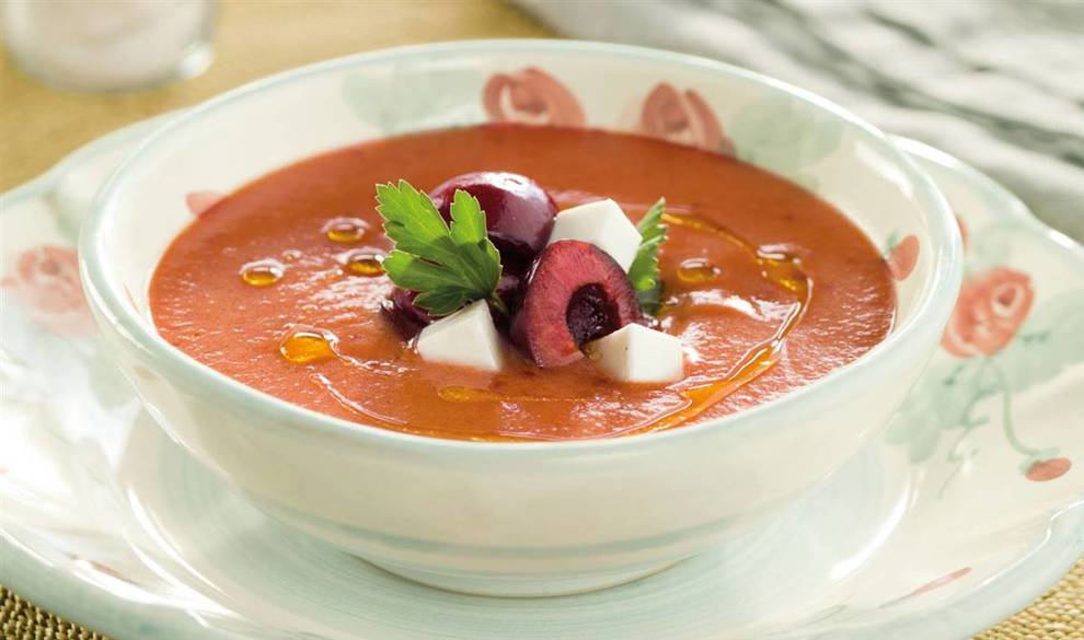 gazpacho de tomates y cerezas