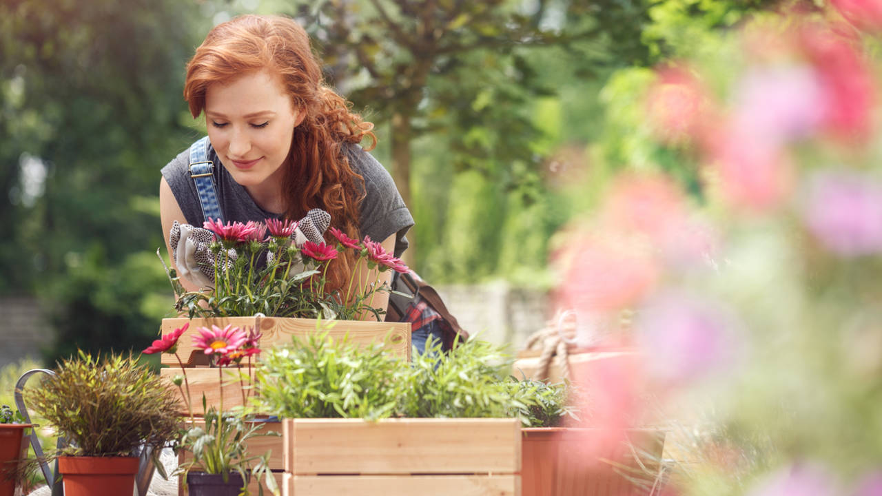 chica con plantas