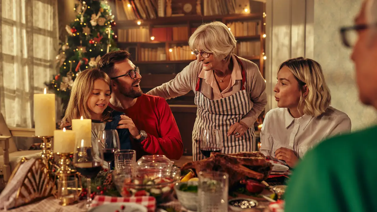 Comida navideña en familia