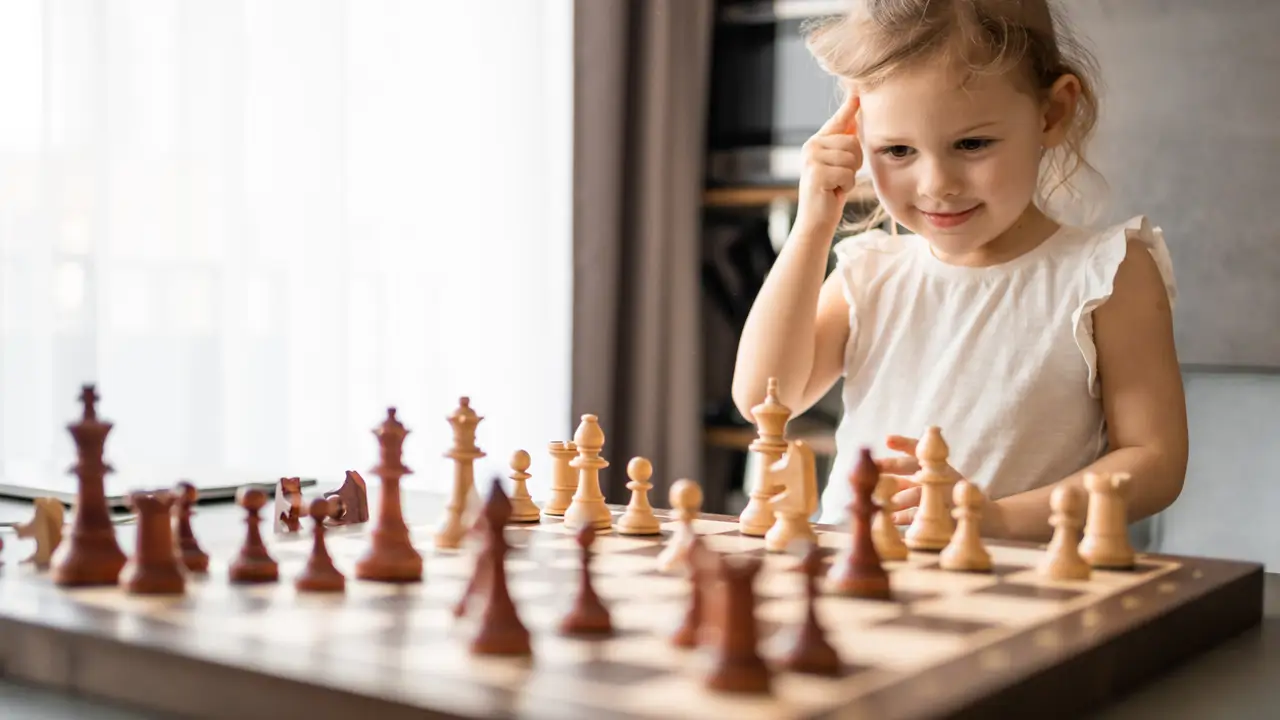 Niña jugando ajedrez