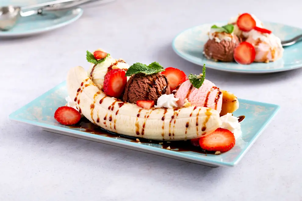 Helado plátano y fresa