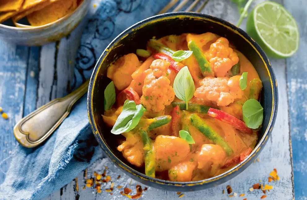 coliflor con curry rojo 