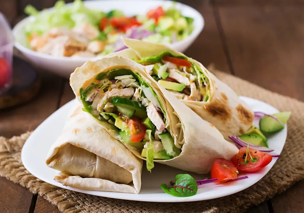 wrap de pollo y espinacas