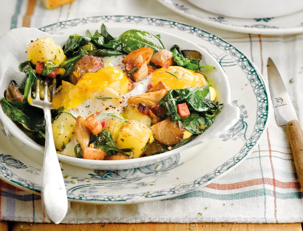 huevos al plato con setas