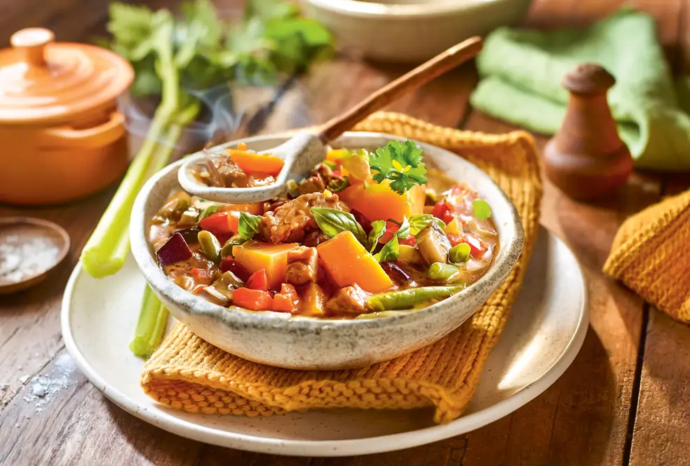 guisado de tempeh y calabaza 