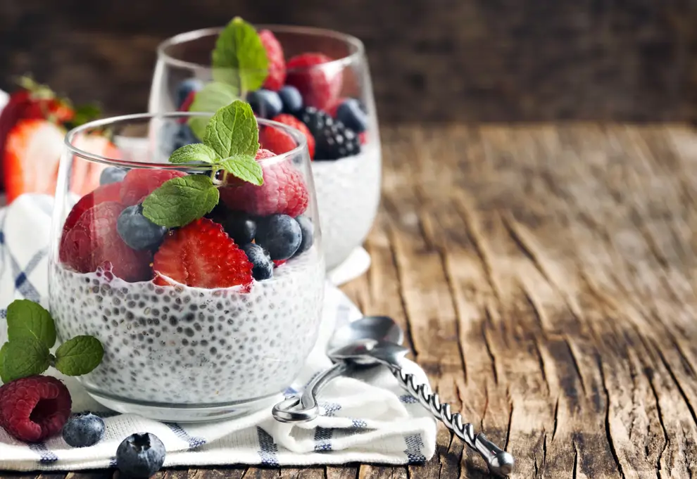 puddin de chía y frutos rojos