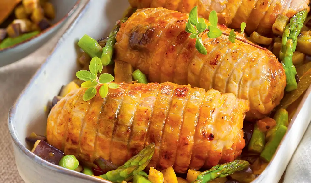 Rollitos de pavo con salsa de cítricos