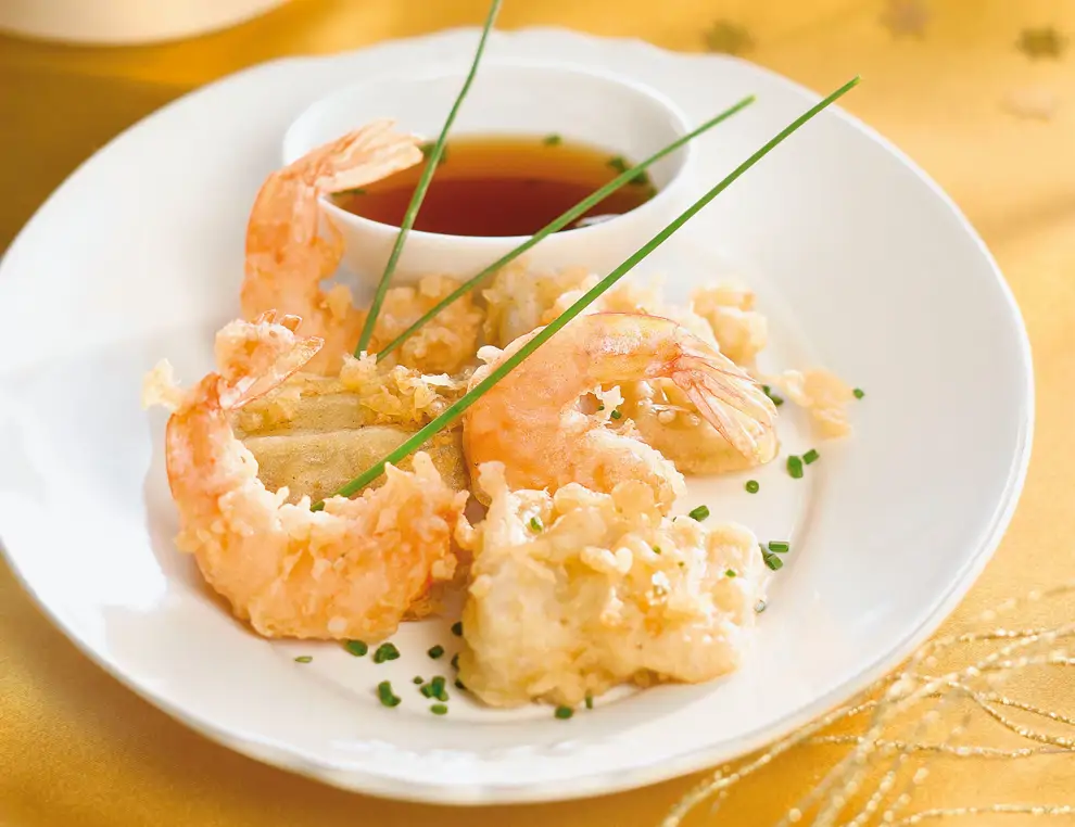 Langostinos en tempura 
