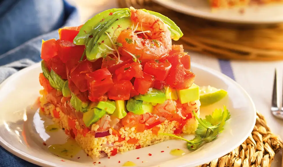 Ceviche de carabineros y aguacate