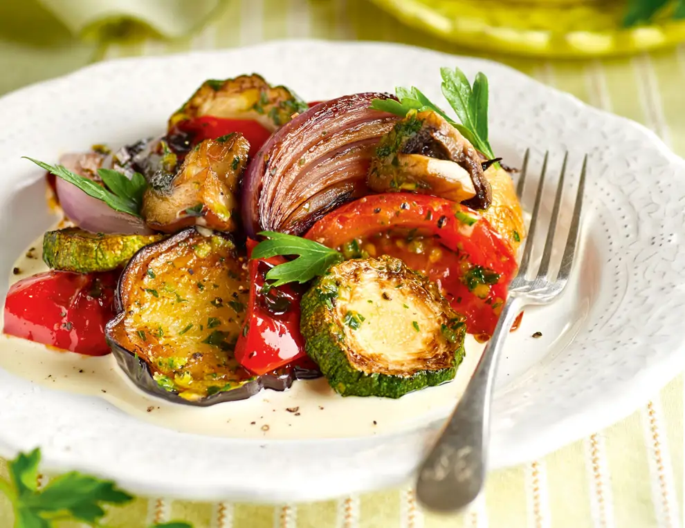 calabacín y otras verduras a la plancha 