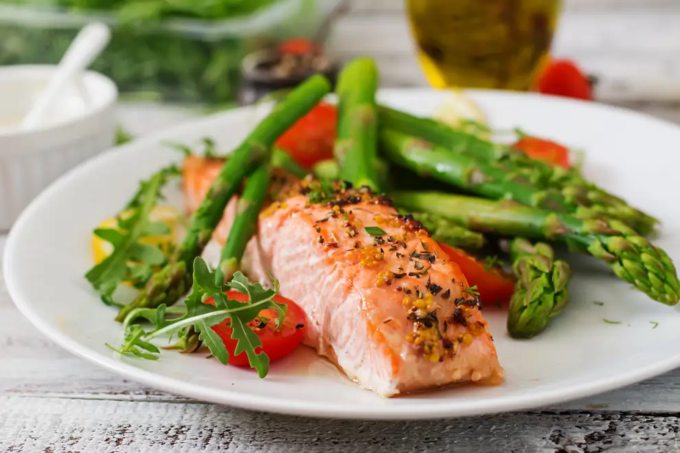 Salmón y verduras