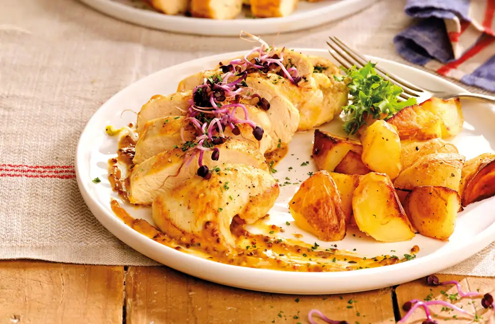 pollo con salsa de miel y mostaza