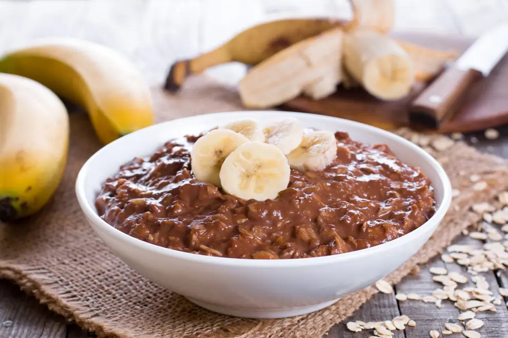 porridge de cacao y plátano